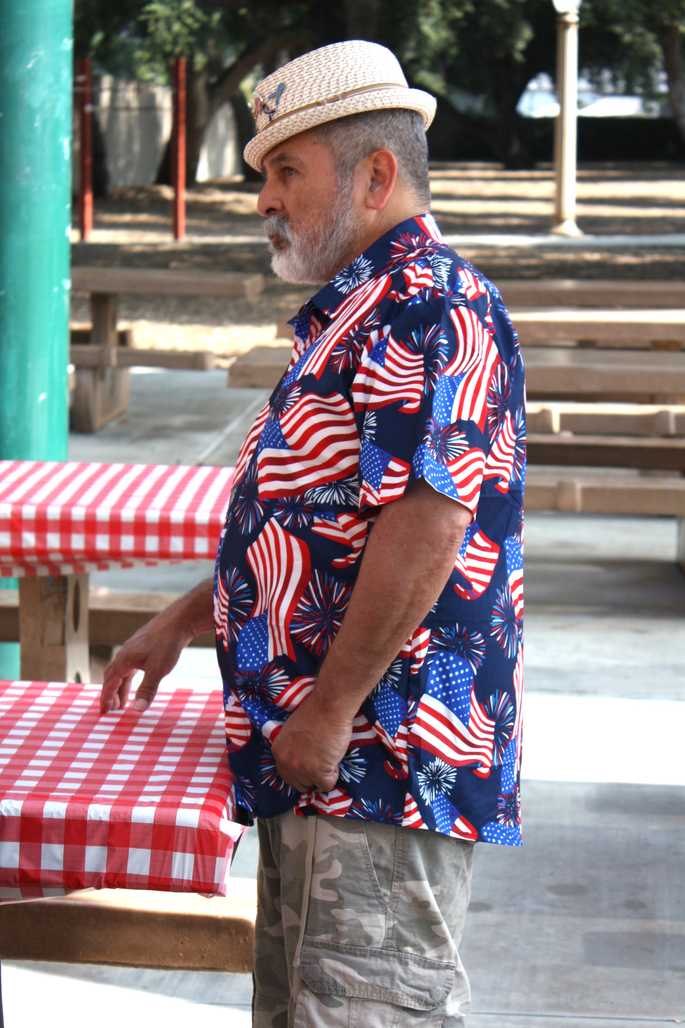 Dave is patriotic at the BBQ